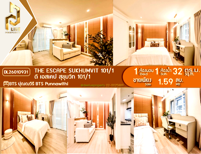 Condos for sale BTS Punnawithi : DL26010931 Condo for sale, The Escape Sukhumvit 101/1 near BTS Punnawithi, ready to move in, call urgently 0653619502 LineID @897iyzll