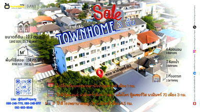Townhouses for sale Bueng Kum : 3-Story Townhome in Prime Nawamin 83 Location – Higher, Wider, and Quieter at an Affordable Price! (Gant-336)
