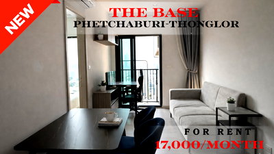 เช่าคอนโด ซอยทองหล่อ (สุขุมวิท 55) : 🍀🍀🍀 Exclusive Unit🌹🌹 ให้เช่า 📌  เดอะเบส เพชรบุรี-ทองหล่อ🌸 (Line:@rent2022) พร้อมอยู่ ✨A10396