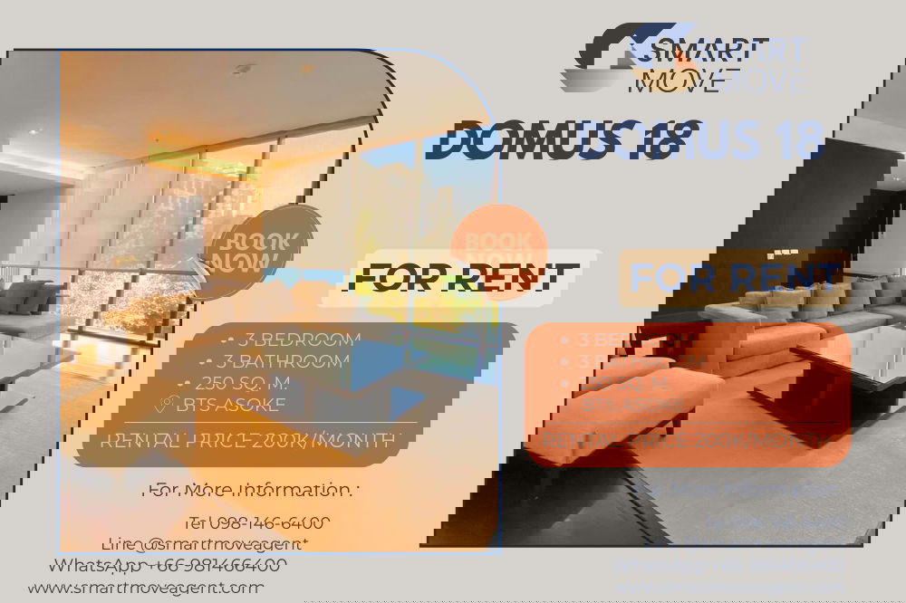 รูป 🔥 สำหรับเช่า !! วิวสวน !! 🔥 Code C20230110564..........Domus 18, 3 ห้องนอน, 3 ห้องน้ำ, แต่งครบ, พร้อมเข้าอยู่ 📣📣 - รูปที่ 1/20