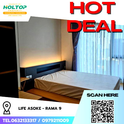 คอนโดให้เช่า : #R9078  🎉 280169 ให้เช่าคอนโด Life Asoke - Rama 9