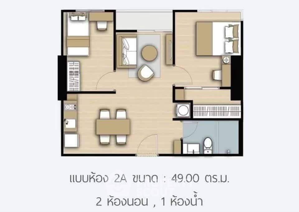 picture 2-BR Condo at The Parkland Phetkasem 56 near MRT Lak Song (ID 2029198) - 12/14