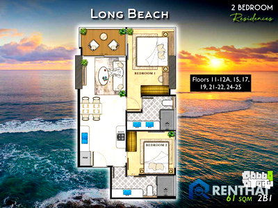 Condos for sale : The Riviera California  2 bedroom 2 bathroom 61 sqm