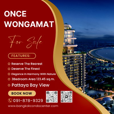 Condos for sale Pattaya-NaKlua Road : 🎈ONCE WONGAMAT RESERVE THE RAREST, DESERVE THE FINEST 3Bedroom 3Bathroom Pattaya Bay view Area 123.45 sq.m. Fully Furnished ✅Sell Price 36.12 MB.