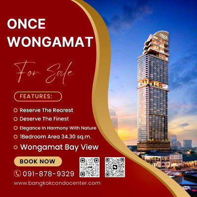Condos for sale North Pattaya Road : 🎈ONCE WONGAMAT RESERVE THE RAREST, DESERVE THE FINEST 1Bedroom 1Bathroom Wongamat Bay view Area 34.30 sq.m. Fully Furnished ✅Sell Price 7.16 MB.