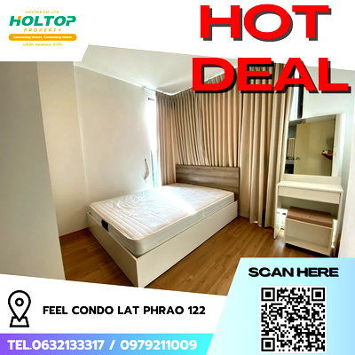 เช่าคอนโด MRT ลาดพร้าว 101 : #R9103  🎉 010269 ให้เช่าคอนโด Feel Condo Lat Phrao 122