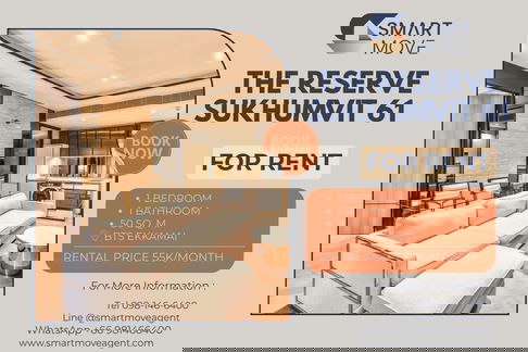 🔥 สำหรับเช่า !! ตกแต่งสไตล์โมเดิร์น คลาสสิค หรูหรา !! 🔥 Code C20230300046...The Reserve Sukhumvit 61, 1 นอน, 1 น้ำ, แต่งครบ, พร้อมเข้าอยู่📣📣