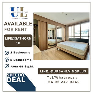 รูปภาพ ( UL2405274 ) Tel/Line 096-247-9369✨ ให้เช่า LIFE@SATHORN10 Condo , 2 ห้องนอน, 2 ห้องน้ำ, 65 ตร.ม. พร้อมอยู่, ราคาพิเศษ!!