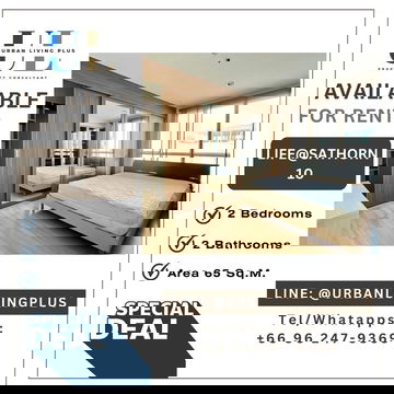 ( UL2405274 ) Tel/Line 096-247-9369✨ ให้เช่า LIFE@SATHORN10 Condo , 2 ห้องนอน, 2 ห้องน้ำ, 65 ตร.ม. พร้อมอยู่, ราคาพิเศษ!!