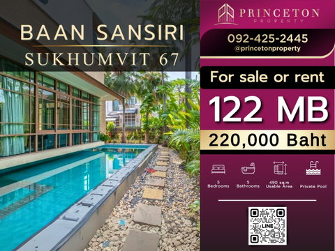 ให้เช่าบ้านสุดหรู หมู่บ้านแสนสิริ สุขุมวิท 67 พร้อมสระว่ายน้ำส่วนตัว