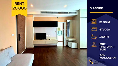 Condos for rent : Prime condominium in the heart of Asoke 🏙️ For Rent Q Asoke | High Floor, Open View, Super Convenient Location 🚆✨