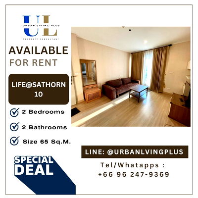 เช่าคอนโด BTS เซนต์หลุยส์ : ( UL2502051 ) Tel/Line 096-247-9369✨ ให้เช่า LIFE@SATHORN10 Condo , 2 ห้องนอน, 2 ห้องน้ำ, 65 ตร.ม. ชั้นสูง พร้อมอยู่, ราคาพิเศษ!!
