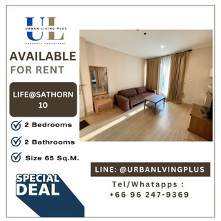 รูปภาพ ( UL2502051 ) Tel/Line 096-247-9369✨ ให้เช่า LIFE@SATHORN10 Condo , 2 ห้องนอน, 2 ห้องน้ำ, 65 ตร.ม. ชั้นสูง พร้อมอยู่, ราคาพิเศษ!!