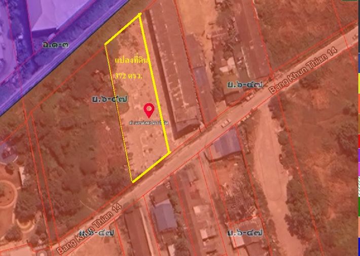 Land for sale, 372 sq wah, Bang Khun Thian