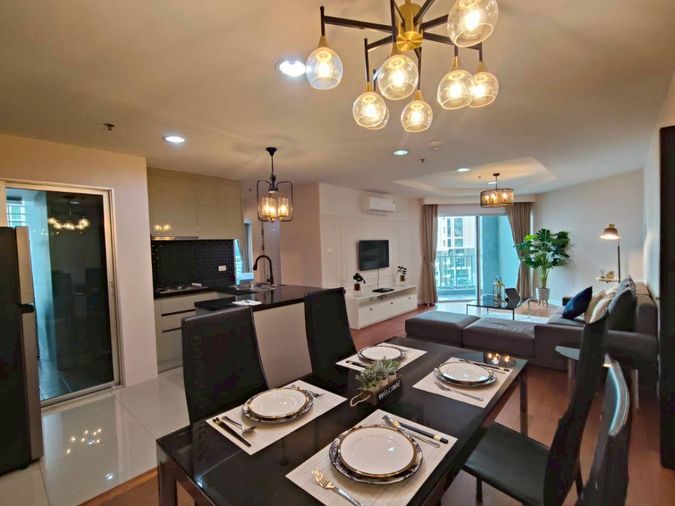 Grand Belle Rama 9  77 Sqm 2 beds 1 bath Beautiful room Fully Furnished all electric appliances  & Ready to Move In