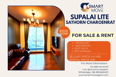 คอนโด ถนนพระราม 3 : สำหรับขาย- เช่า !! วิวเมือง !! 🔥 Code C20241200049...Supalai Lite Sathorn Charoenrat, 1 นอน, 1 น้ำ, ชั้นสูง 18++, แต่งครบ, ราคาพิเศษ!!📣📣