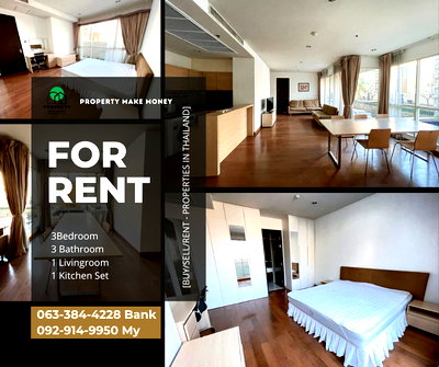 Condos for rent : The address Chidlom 3 bedrooms, 3 bathrooms, size 185 sq m., fully furnished, appointment to view 063-384-4228