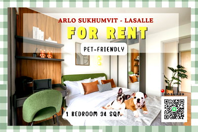Condos for rent : Pet-Friendly Condo for Rent 🐾  🛏 1 Bedroom | 🛁 1 Bathroom 📐 30 sq.m. |✨ Fully furnished,  🚆 BTS Bangna – Bearing  💰 16,000 THB / month