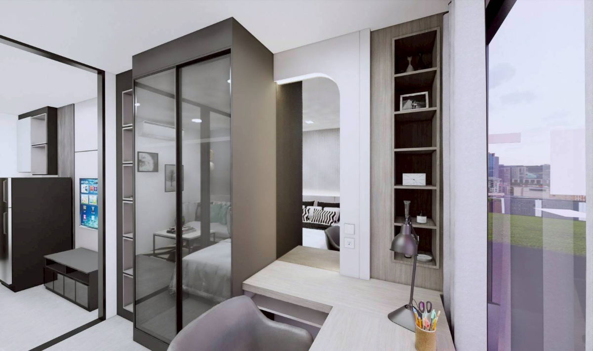 รูป 🏡 ให้เช่า Modiz Avantgarde 12,500฿💖 ✨ ชั้น 12 บิ้วอินแน่น ตกแต่งสวย ✅️ พร้อมเข้าอยู่ มีนา 69 - รูปที่ 6/9