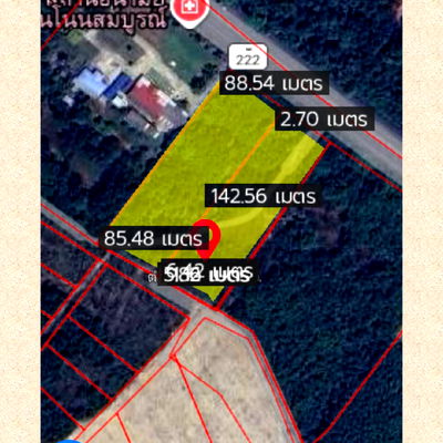 ที่ดิน บึงกาฬ : ขาย  ที่ดินติดถนนใหญ่ 222 บึงกาฬ–สกลนคร 8 ไร่ เหมาะทำปั๊มน้ำมัน โรงงาน โกดัง ราคาถูกมาก