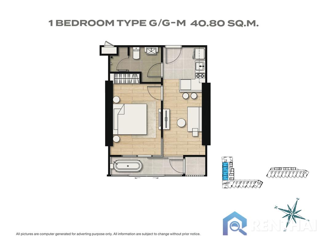 รูป คอนโดมเนียมริมหาดจอมเทียนแห่งใหม่ Sky Park Lucean Jomtien  1 bedroom 40 sq.m. - รูปที่ 5/25