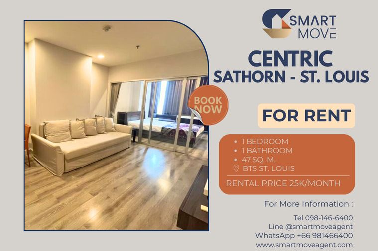🔥 สำหรับเช่า !! ชั้นสูง 22++, ห้องไซส์ใหญ่ !! 🔥 Code C20221200245.....Centric Sathorn - St. Louis, 1 ห้องนอน, 1 ห้องน้ำ, แต่งครบ, พร้อมเข้าอยู่📣📣