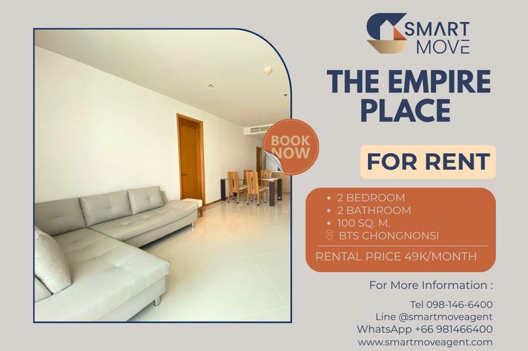 🔥 For Rent !! city view, high floor 19++, East Facing !! 🔥 Code C20221201785...The Empire Place, 2 bed, 2 bath, furnished, ready to move in📣📣