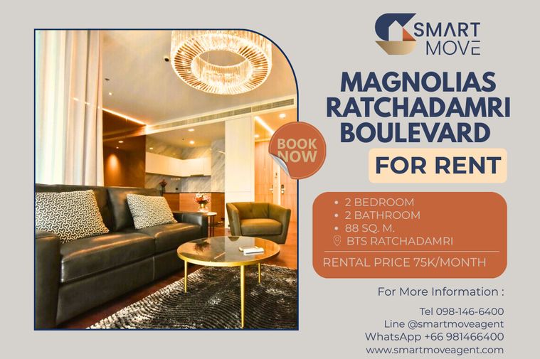 Rent ! prime area, big size, city view, high floor 40+ ! Code C20221203048.Magnolias Ratchadamri Boulevard, 2 bed, 2 bath, furnished, ready to move in
