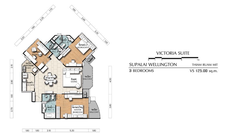 รูป 8948♚ขาย 3 ห้องนอน⚜ศุภาลัย เวลลิงตัน 1♜MRTศูนย์วัฒนธรรม∞099-5919653,065-9423251🜲Line@sureresidence - รูปที่ 11/20