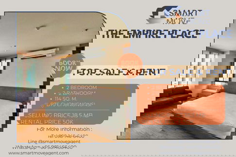 ขาย -เช่า !! วิวสวยมาก, ห้องมุม, ห้องหายาก !! 🔥 Code C20260200008....The Empire Place, 2 นอน, 2 น้ำ, ชั้นสูง 11+, แต่งครบ, พร้อมเข้าอยู่, ราคาพิเศษ!!