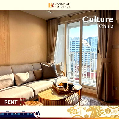 Condos for rent :  Double Volume Loft 💎 at Culture Chula, Warm-toned design you’ll fall in love with 💖 Near MRT Sam Yan 