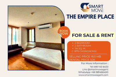 Condos for sale Silom and Sathorn Road : Sale  ! nice view, corner room, Rare item! Code C20260200008..The Empire Place, 2 bed, 2 bath, high floor, furnished, ready to move in, Special Deal!