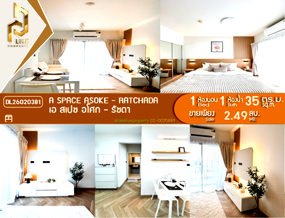 Condos for sale : DL26020381 Condo for sale, A Space Asoke - Ratchada near MRT พระราม 9, ready to move in, call urgently 0653619502 LineID @897iyzll