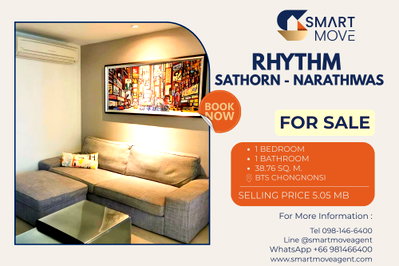 Condos for sale : 🔥 Sale with tenant !!🔥 Code C20221201014.Rhythm Sathorn - Narathiwas, 1 bedroom, 1 bathroom, high floor 10++, North Facing, furnished, Special Deal!