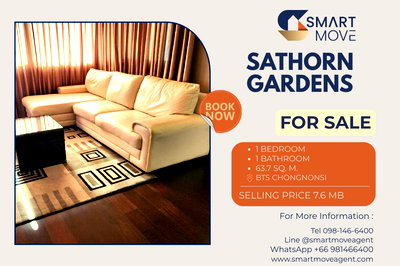 Condos for sale Sathorn Thani Tower : 🔥 Sale with tenant !! Good location, high floor, With fixed parking !  Code C20230203696..Sathorn Gardens, 1 bed, 1 bath, furnished, Special Deal!
