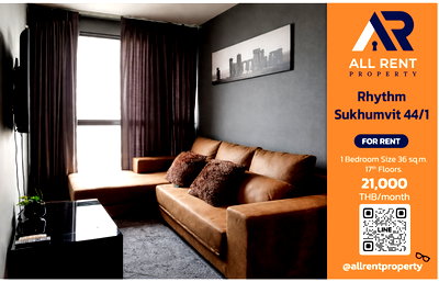 Condos for rent Soi Sukhumvit 71 : Urgent Rental 🔥 Rhythm Sukhumvit 44/ | | Beautiful Room | High Floor View | 1 Bedrooms | 0 meters from Phra Khanong BTS Station 