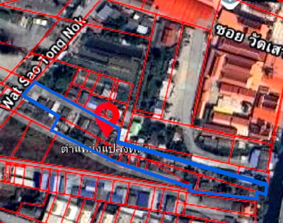 ที่ดิน บางเสาธง สมุทรปราการ : ขายที่ดินซอยหลังวัดเสาธงนอก 4ไร่ 44ตรว