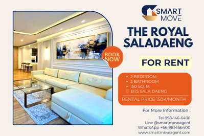 Condos for rent : 🔥 For Rent !! Spacious living room, high floor 14++ !!🔥 Code C20260200033..The Royal Saladaeng, 2 bed, 2 bath, furnished, ready to move in📣📣