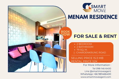 ขายคอนโด : ขาย -เช่า ! คอนโด Luxury Class, วิวแม่น้ำ, ชั้นสูง 37++ !!🔥 Code C20260200035..Menam Residence, 2 นอน, 2 น้ำ, แต่งครบ, พร้อมเข้าอยู่, ราคาพิเศษ!