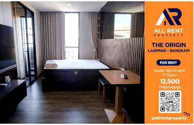 Condos for rent MRT Lat Phrao 101  : Urgent Rental 🔥 THE ORIGIN LADPRAO - BANGKAPI | Beautiful • Airy Room | Studio with Separate Kitchen | Only 450 m to Bang Kapi Station