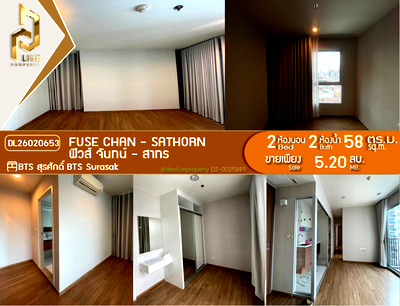 Condos for sale : DL26020653 Condo for sale, Fuse Chan - Sathorn near BTS Surasak, ready to move in, call urgently 0614453194 LineID @952jdxxk