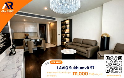 Condos for rent : Urgent Rental 🔥 LAVIQ Sukhumvit 57 | Spacious, luxurious room in an elegant modern style | 3 bedrooms | Only 350 meters from Thong Lo BTS Station |