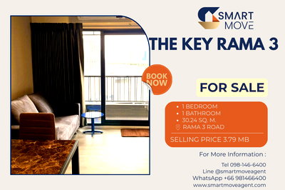 Condos for sale :  Sale with tenant ! River View, high floor, East Facing, Good location !!🔥 Code C20260200032...The Key Rama 3, 1 bed, 1 bath, furnished, Special Deal!