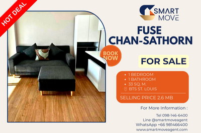Condos for sale : 🔥 For Sale !! nice view, high floor 20++ !!🔥 Code C20230110773..........Fuse Chan-Sathorn, 1 bedroom, 1 bathroom, furnished, Special Deal!!📣📣