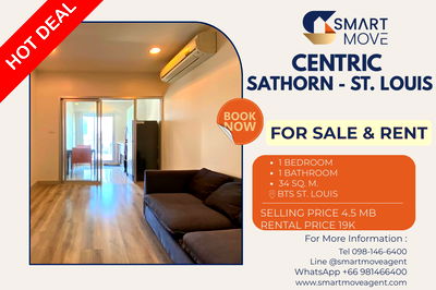 คอนโด BTS เซนต์หลุยส์ : 🔥 สำหรับขาย- เช่า !! ชั้นสูง 13++, ห้องหายาก !! 🔥 Code C20221200121...Centric Sathorn - St. Louis, 1 ห้องนอน, 1 ห้องน้ำ, แต่งครบ, ราคาพิเศษ!!📣📣