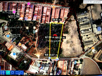 Land for sale Chonburi : Land for sale on a main road, centrally located in the community, directly opposite the Mab Phai Subdistrict Administrative Organization,