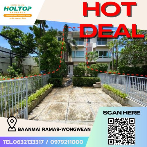 3-bed townhouse for rent, 180 sqm, 36 sq wah, Baan-Mai Rama 9