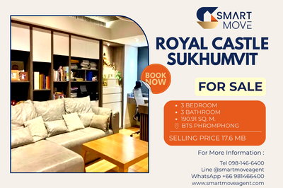 Condos for sale Sukumvit 39 : 🔥 Sale with tenant !! 🔥 Code C20230203376.........Royal Castle Sukhumvit, 3 bedroom, 3 bathroom, 1 maid's room, furnished, Special Deal!!📣📣