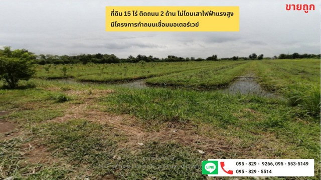 รูป ขายถูกที่ดิน 15 ไร่ 6,000 ตรว. ผังชมพู ติดถนน 2 ด้าน อนาคตที่ดินแปลงนี้กำลังจะทำถนนเข้าถึงมอเตอร์เวย์ คลอง9 บึงกาสาม หนองเสือ ปทุมธานี - รูปที่ 1/8