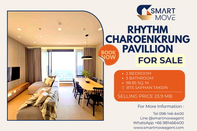 Condos for sale : Sale ! high floor 36+, modern style, Newly renovated  Code C20260200046..Rhythm Charoenkrung Pavillion, 2 bed, 3 bath, 1 maid's room, furnished